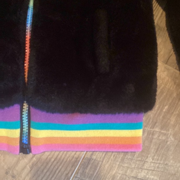 Design History Kids Fur Coat with Rainbow Zipper Size 4 - Picture 2 of 5